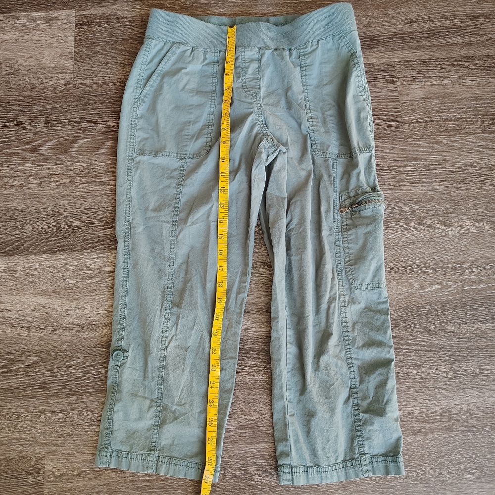 Intro. Love The Fit Capri Green 4p Petite Straight - Picture 2 of 5